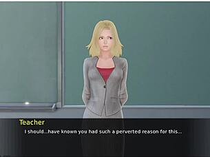 Bold public masturbation in anime hentai game, outdoor humiliation with toys.