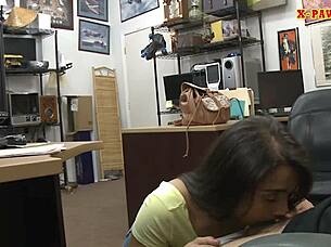 small tits woman gets railed at pawnshop?
