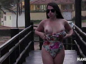 on the beach, i couldn't hold back the horniness and jerked off right there 😏 full video on red production rubens badaró