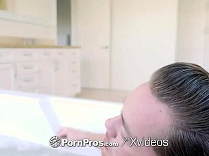 Blonde teen bends over in doggystyle position