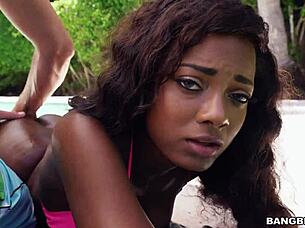 oiled up black hottie in an interracial scene