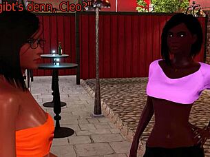 Ebony and redhead lesbians dive into muff and pussy on Hamburg streets