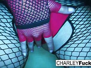 charley chase in sexy lingerie, hinting at her big tits