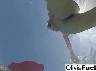 Blonde Babe Enjoys Solo Pool Time With Nude Fun