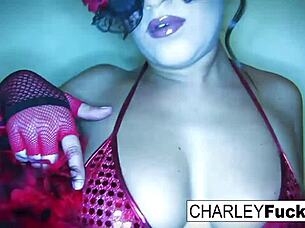 charley chase in sexy lingerie, hinting at her big tits