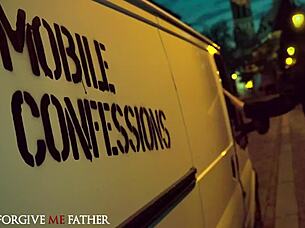 I saw the blonde teacher reveal her sins and big tits before rough doggystyle in the van