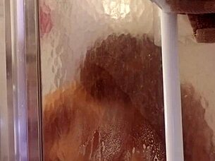 shy milf showers and shaves her big ass and tits