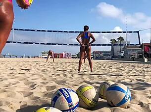 big booty african girl plays volleyball