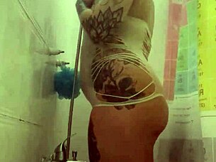 hey, check out alina's tattoo in the shower, it's real