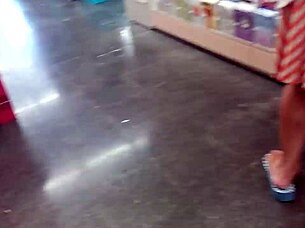 Girl Lifts Skirt For Upskirt View In Public