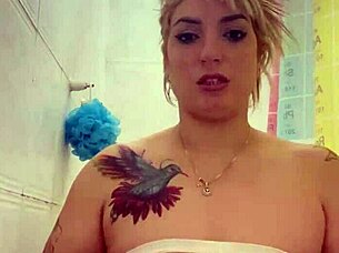 hey, check out alina's tattoo in the shower, it's real