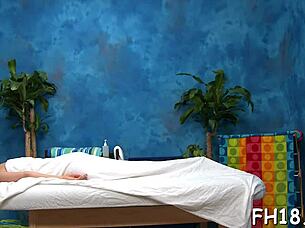 Oiled teen receives hardcore blowjob during eros massage