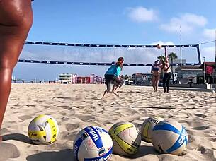 big booty african girl plays volleyball