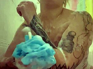 hey, check out alina's tattoo in the shower, it's real