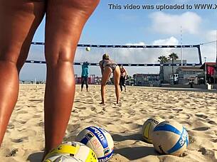 big booty african girl plays volleyball