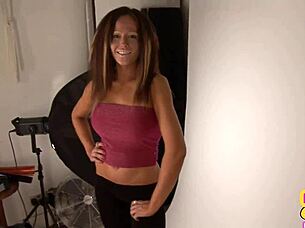 Oh wow, European babe in heels wanks model's cock!