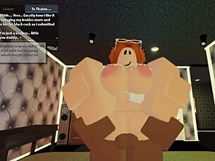 Hey, that Robloxian redhead slutty snowbunny is taking care of her daddy again!