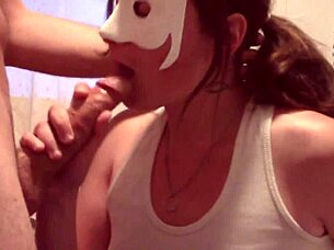 She gives an awesome blowjob, deepthroats, and swallows cum like a pro