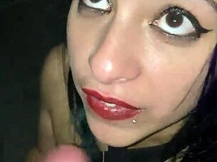 puerto rican latina sucks big white cock in public pov, gets caught