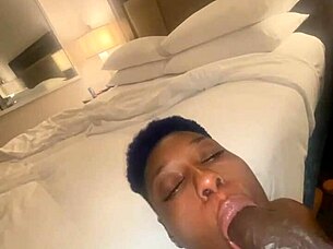 ebony babe sucks big black cock hard 😈