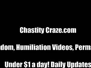 You are locked in chastity, teased with handjob until orgasm