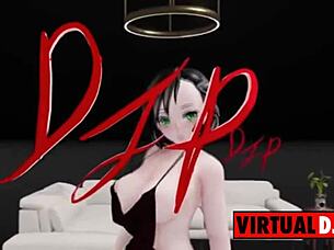 Cute futa Rachel dances to pop blender mmd.