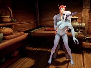elf fucks night elf blindfolded in the kitchen! warcraft parody