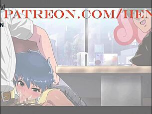 Is nighthawk fille sauvage blowing cock in this hentai?