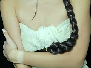 i decided to do an oil massage after shower and play with my natural tits until orgasm