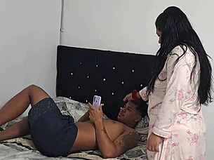 My mother-in-law gives the best blowjobs, sucking deepthroat like a pro in part one.