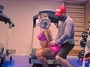 The gym instructor got hard helping me train, and I ended up giving him my ass.