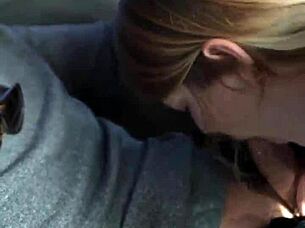 Couple Engages in Risky Public Blowjob Inside the Car, Sloppy and Intense