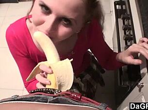 Amateur lesbians kiss and tattoo in kitchen teen fun.