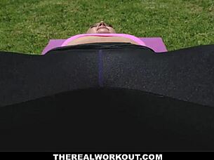 After Going Through Her Favorite Upper Body Routine Paisley Porter Starts Working Out Her Lower Body And For This She’ll Need Some Assistance From Her Trainer Ryan Mclane