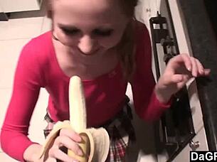 Amateur lesbians kiss and tattoo in kitchen teen fun.