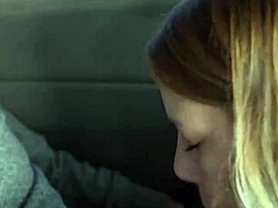 Couple Engages in Risky Public Blowjob Inside the Car, Sloppy and Intense