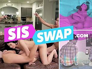 Tiny blonde teen stepsis Angel's small pussy gets slammed by big cock