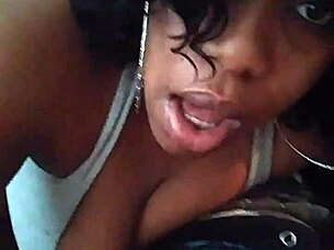 ebony bbw gives sloppy blowjob to big black cock