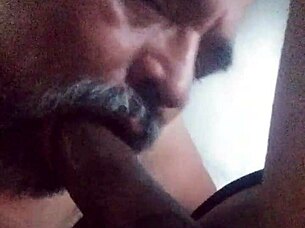 Sucking Black Shemale's Big Cock In Detailed Action.