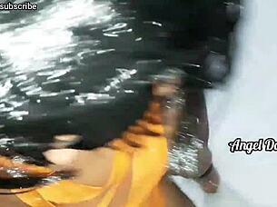 ebony latina sucks big black cock deepthroat style!