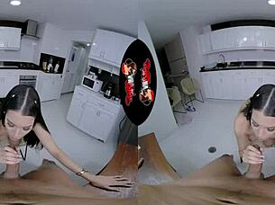 A stunning latina with a perfect body gets fucked hard in virtual reality.