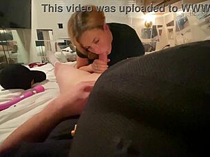 fucked by machine while sucking cock!