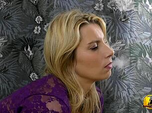 Katerina Hartlova Tries First Cigarette Nervously