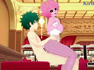 Mina, Momo, and Izuku in wild bunny girl hentai action