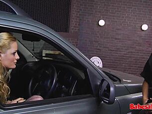 Cute Blonde Gets Out Of DUI By FUCKING The Cop. Intense Interracial Facial Action