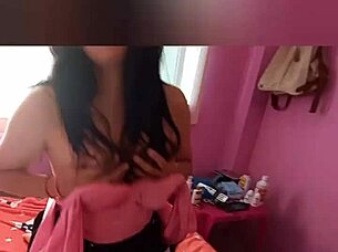 Babe masturbates alone in room after getting hot from tik tok