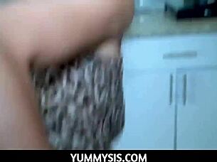 Stepsister Bangs Stepbrother While Cleaning The Floor