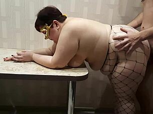 Chubby slut in fishnets fucked hard?