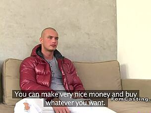 Watch the young guy with big cock bang the female agent?