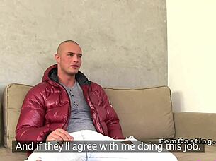 Watch the young guy with big cock bang the female agent?